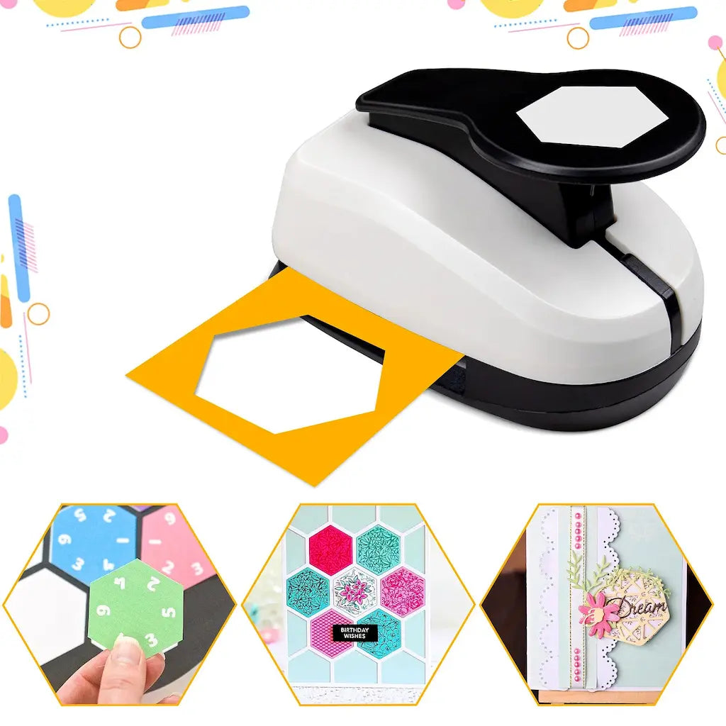 Hexagone net découpé à la perforatrice de scrapbooking