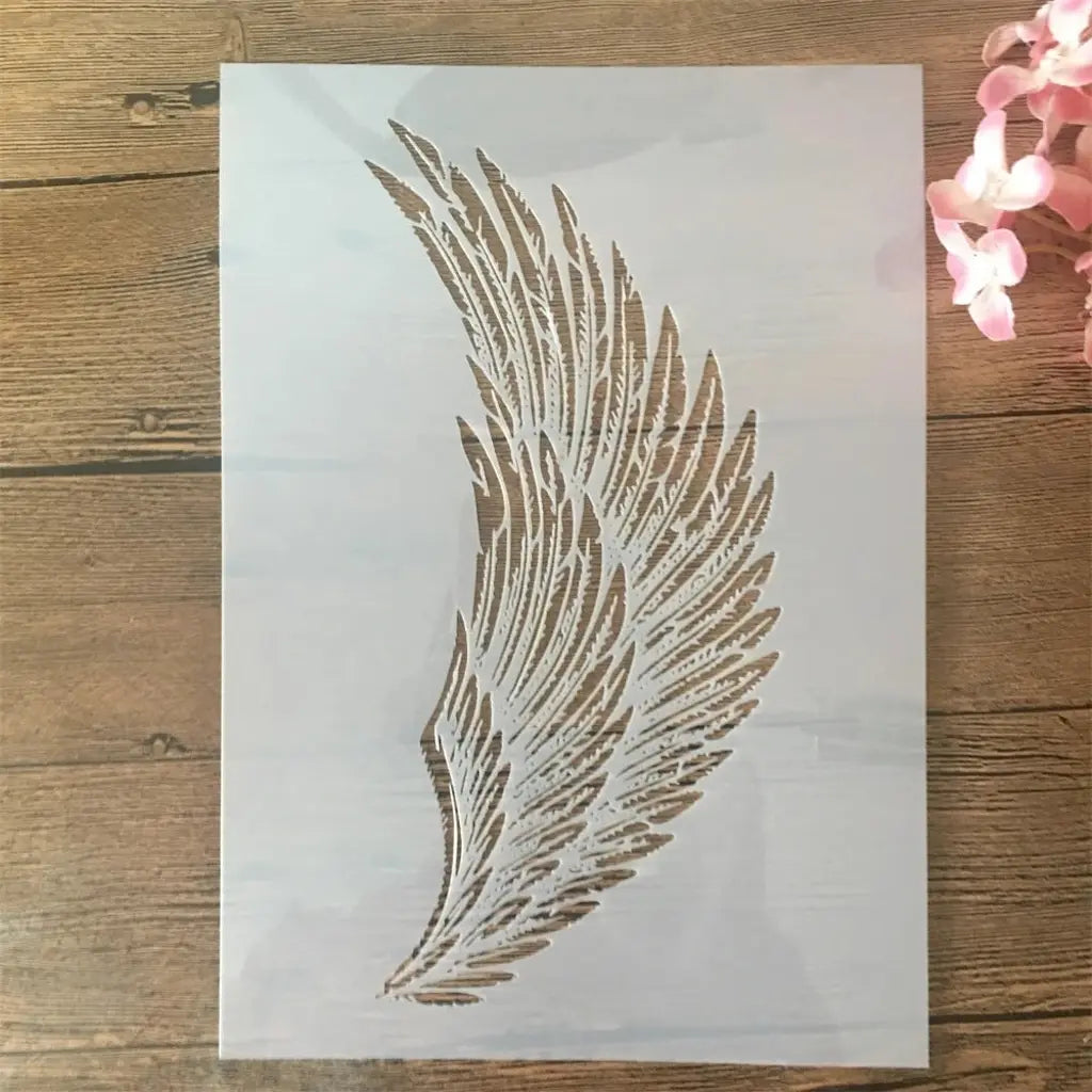 Pochoir grande aile d'aigle aux plumes détaillées pour scrapbooking liberté et carte voyage