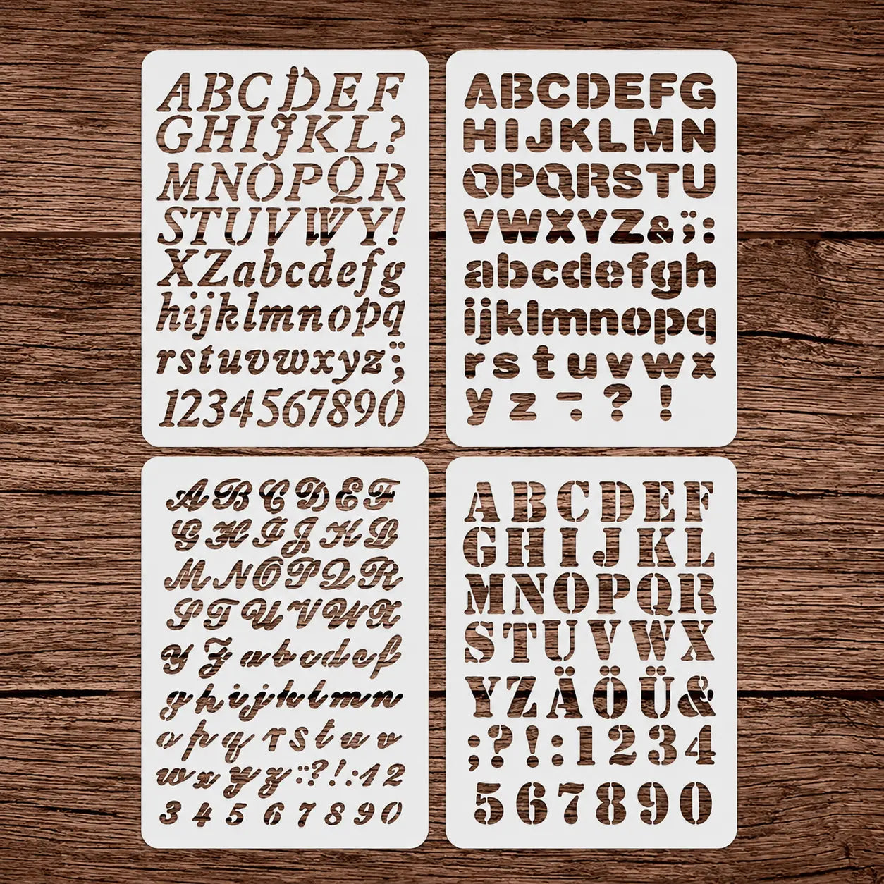 Pochoir alphabet et chiffres format A4 vingt-et-un sur trente centimètres pour scrapbooking