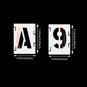 Pochoir Alphabet et Chiffres dimensions des lettres détaillées