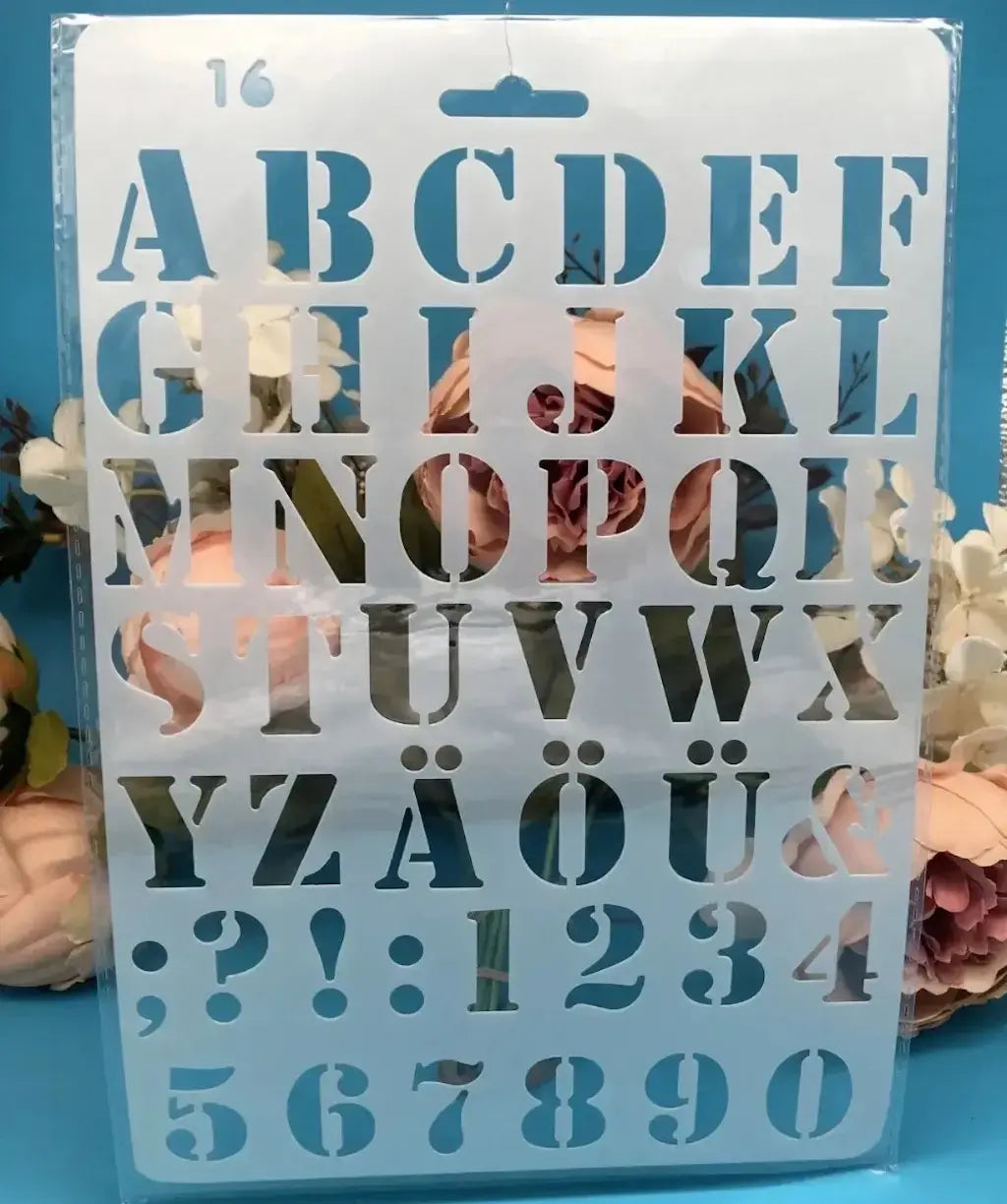 Pochoir alphabet grand format police serif classique, majuscules chiffres et ponctuation
