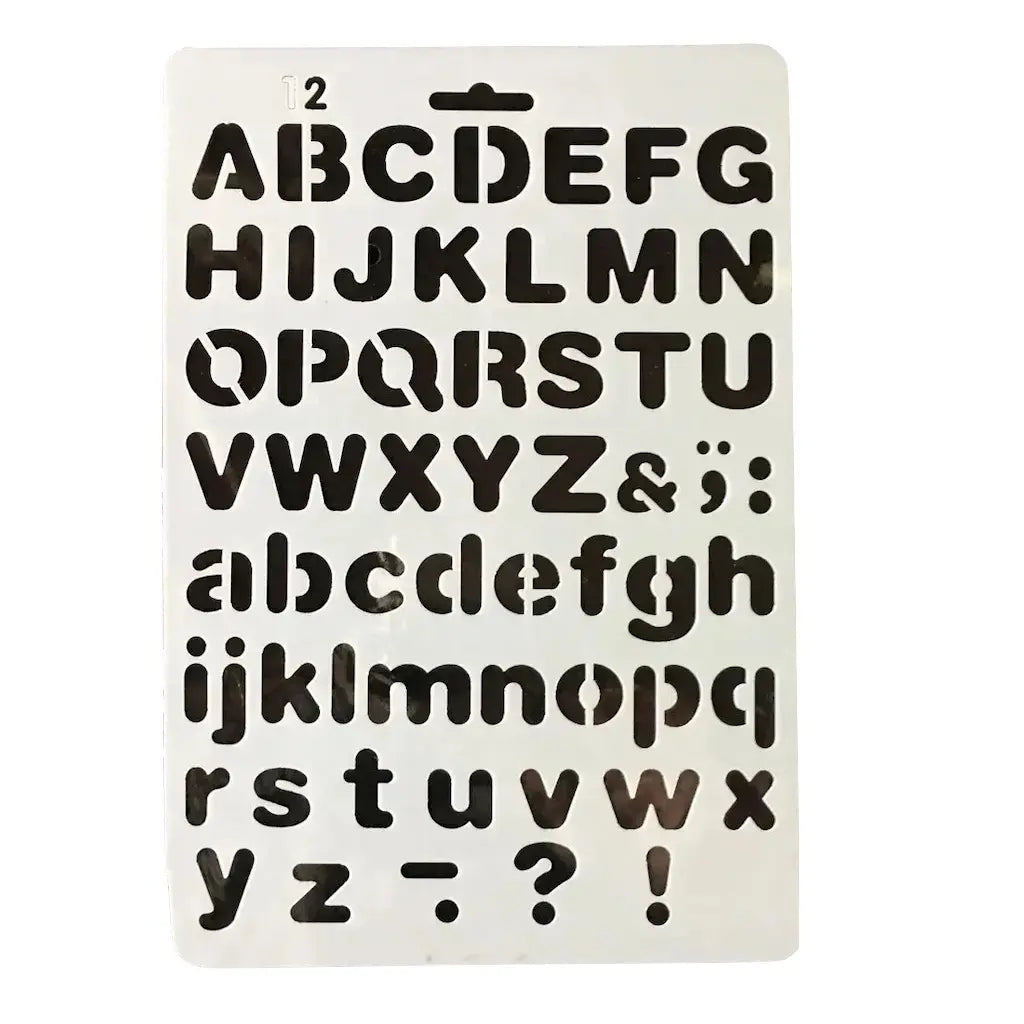 Pochoir alphabet grand format police arrondie sans-serif épaisse, alphabet double casse