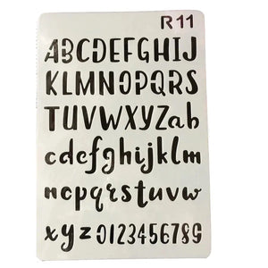 Pochoir alphabet grand format style brush condensé, majuscules minuscules et chiffres
