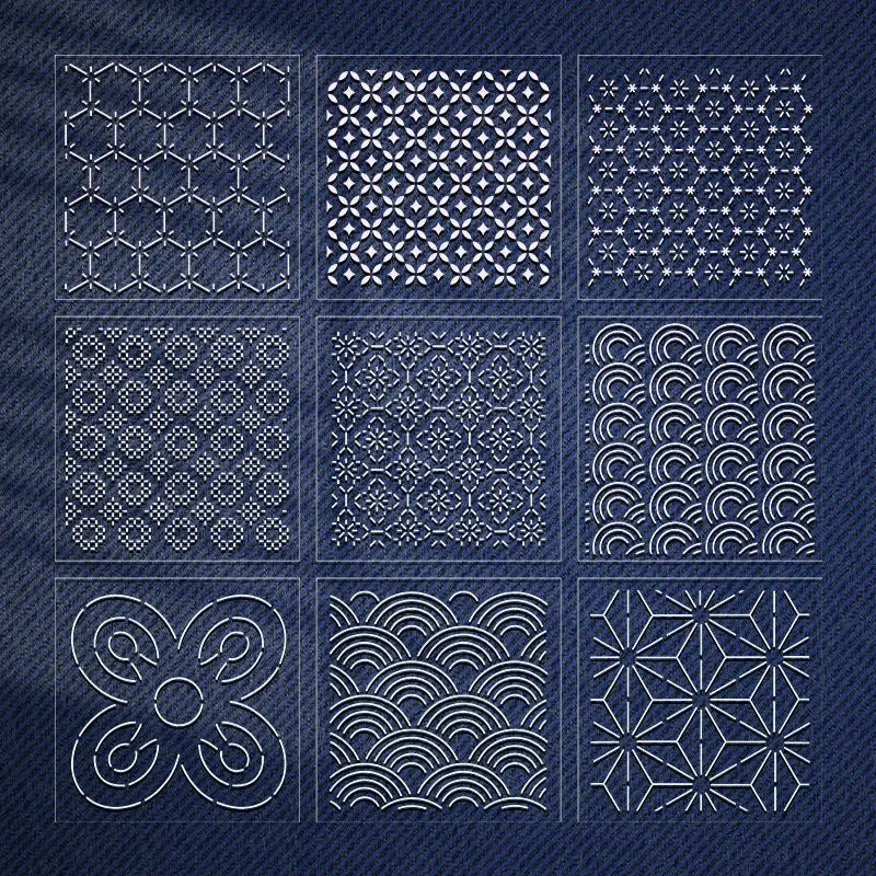 Pochoir Broderie pour quilting motifs traditionnels japonais