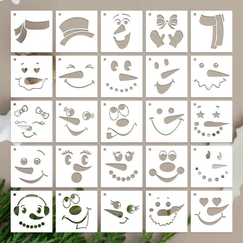 Pochoir Décoration lot de 25 visages de bonhomme de neige