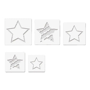 Pochoir Étoiles vue détaillée des cinq motifs