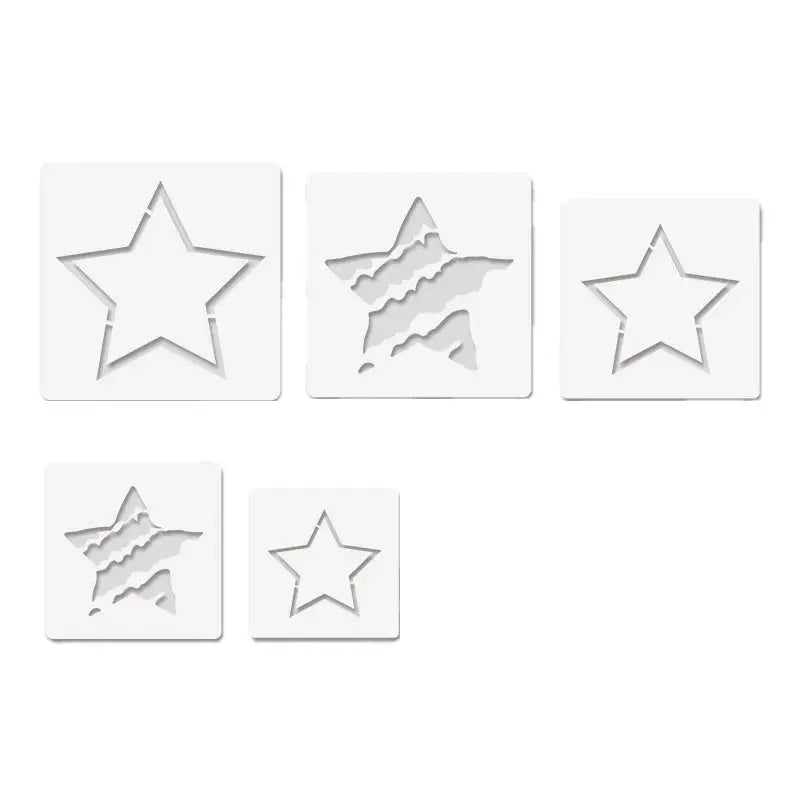 Pochoir Étoiles vue détaillée des cinq motifs