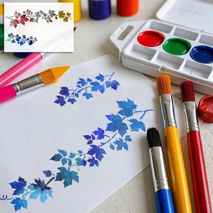Pochoir Feuillage en bleu aquarelle pour carnet créatif