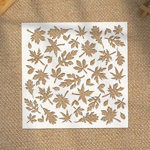 Pochoir feuille d'érable seul, motif chute de feuilles d'automne sur planche carrée