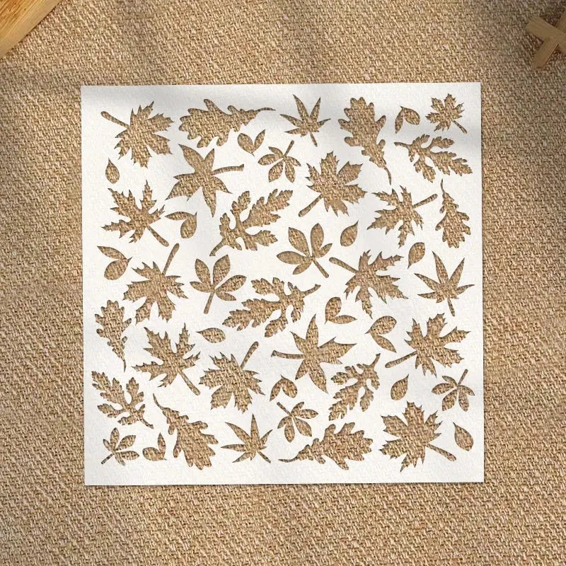 Pochoir feuille d'érable seul, motif chute de feuilles d'automne sur planche carrée