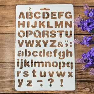 Pochoir grande lettre alphabet planche 2 police sans-serif, double casse et chiffres complets