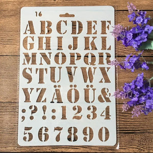 Pochoir grande lettre alphabet planche 16 police serif large, majuscules chiffres et ponctuation