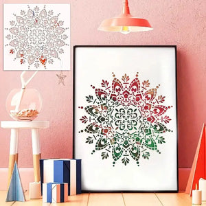 Pochoir Gyroscope multicolore encadré pour mur d'intérieur