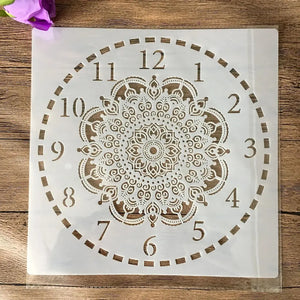 Pochoir Mandala Boussole cadran mandala chiffres horloge