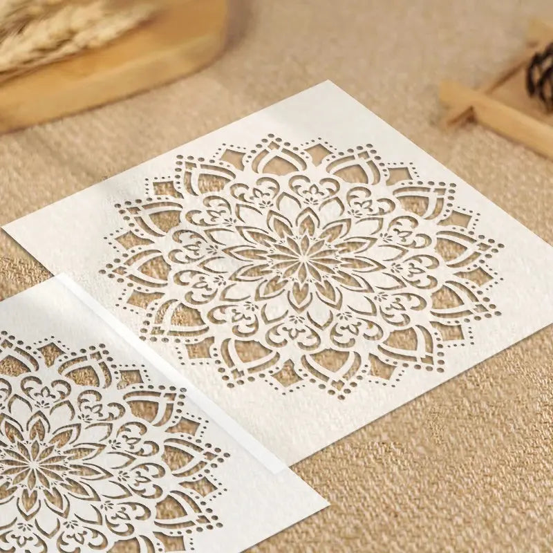 Pochoir Mandala Fleur deux planches en plastique souple