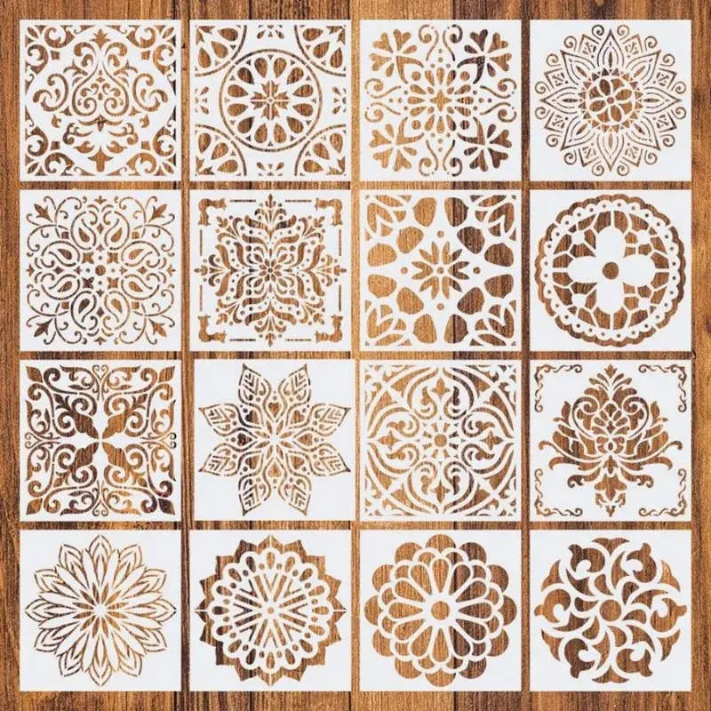Pochoir Mandala seize motifs orientaux variés assortis