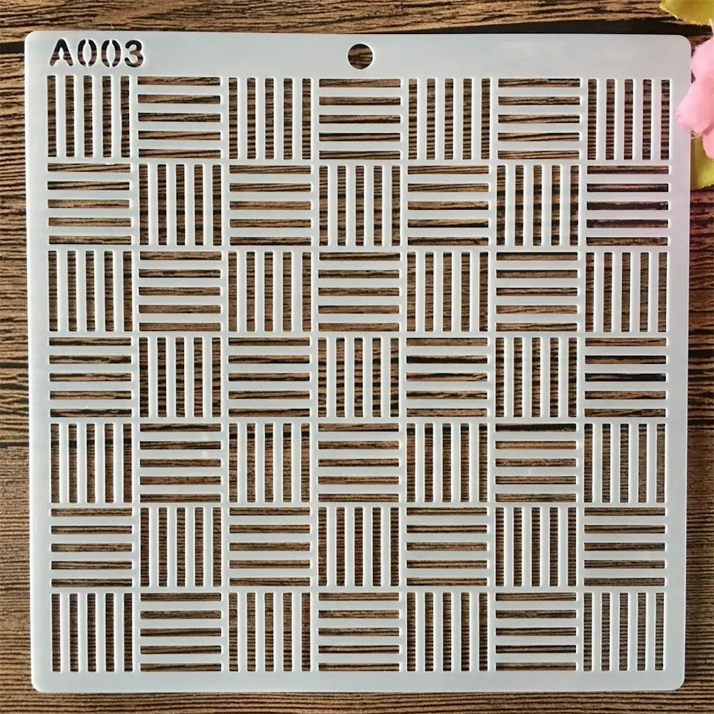 Pochoir trame de hachures croisées pour effet tissé en scrapbooking