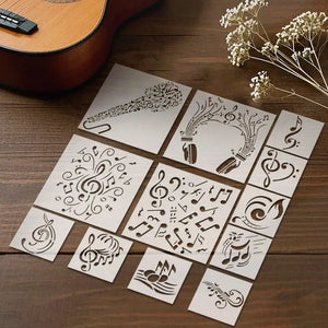 Pochoir Note de Musique lot de treize motifs assortis
