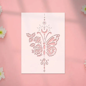 Pochoir Papillon Rose vue détaillée du motif découpé