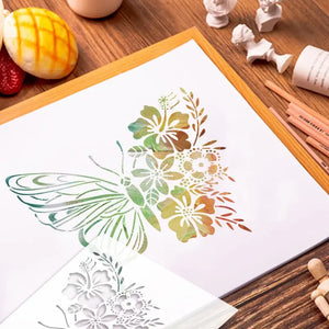 Pochoir Papillon Simple aquarelle automnale sur tableau