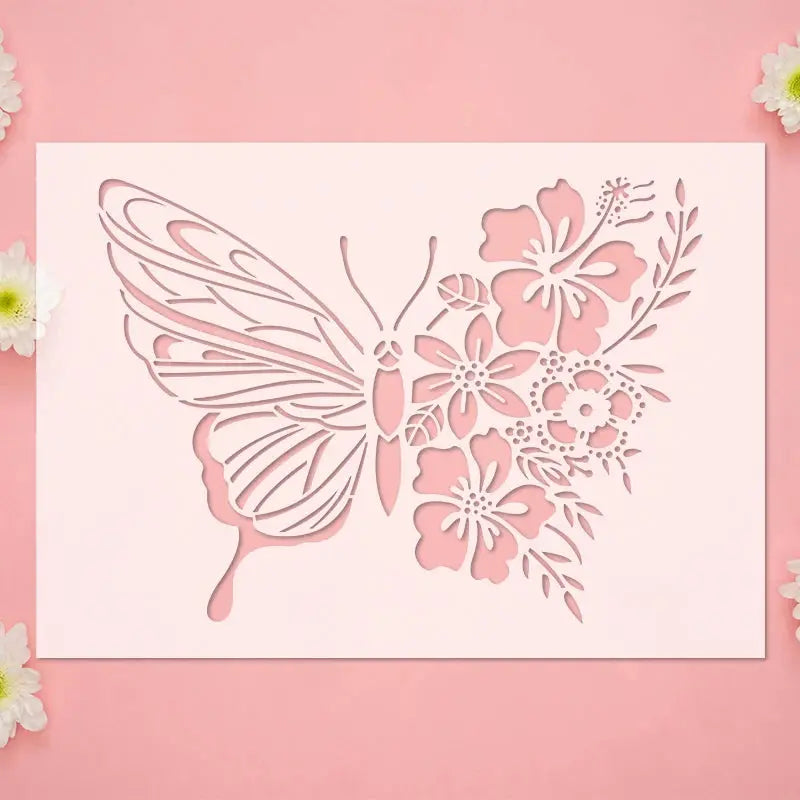 Pochoir Papillon Simple vue détaillée du motif aile fleur