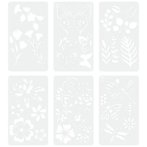 Pochoirs papillon présentés en lot 6 planches blanches, motifs ajourés papillons et fleurs