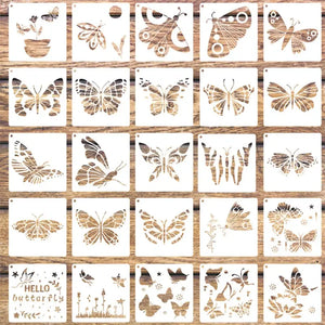 Pochoir Papillons lot de 25 motifs variés pour scrapbooking