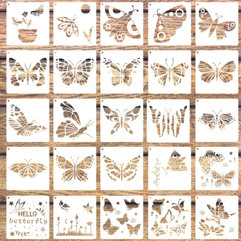Pochoir Papillons lot de 25 motifs variés pour scrapbooking