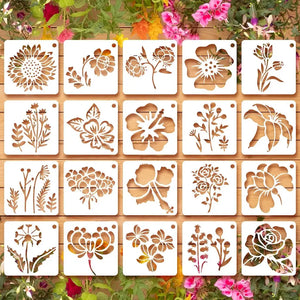 Pochoir Petite Fleur lot de vingt motifs floraux variés