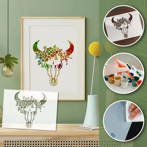 Pochoir Taureau multicolore encadré pour décoration intérieure
