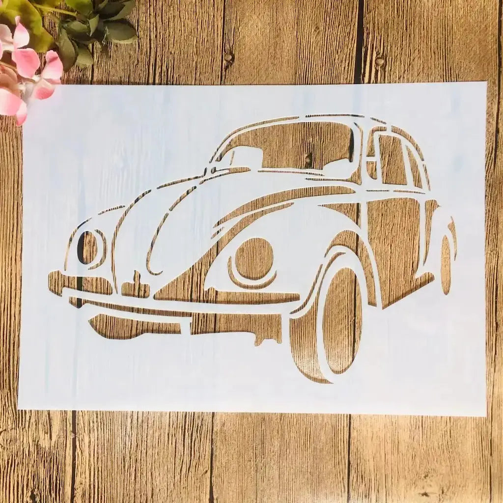 Pochoir voiture vintage profil arrondi pour scrapbooking voyage et carte d'anniversaire
