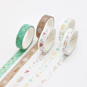 Ruban washi scrapbooking Géométrique : carrés, étoiles, vagues, formes Memphis colorées