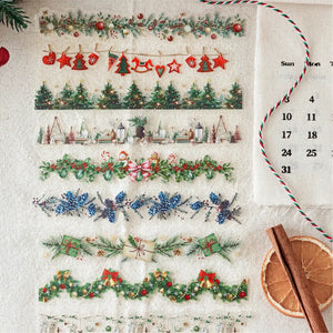 Autocollant transparent scrapbooking, motifs Noël traditionnel et ornements nature