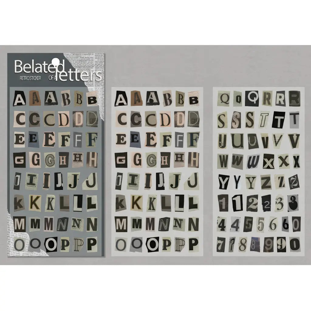 Planche de stickers scrapbooking vintage, vue d'ensemble complète