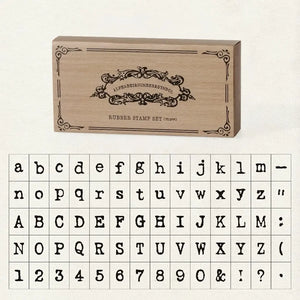 Tampon alphabet scrapbooking, police machine à écrire, coffret bois