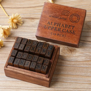 Tampon chiffres scrapbooking, alphabet imprimé majuscules en bois