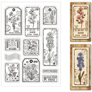 Planche de tampons Étiquette scrapbooking en silicone : étiquettes vintage à découper