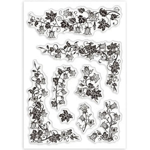 Planche de tampons Étiquette scrapbooking en silicone : frises et bordures fleuries