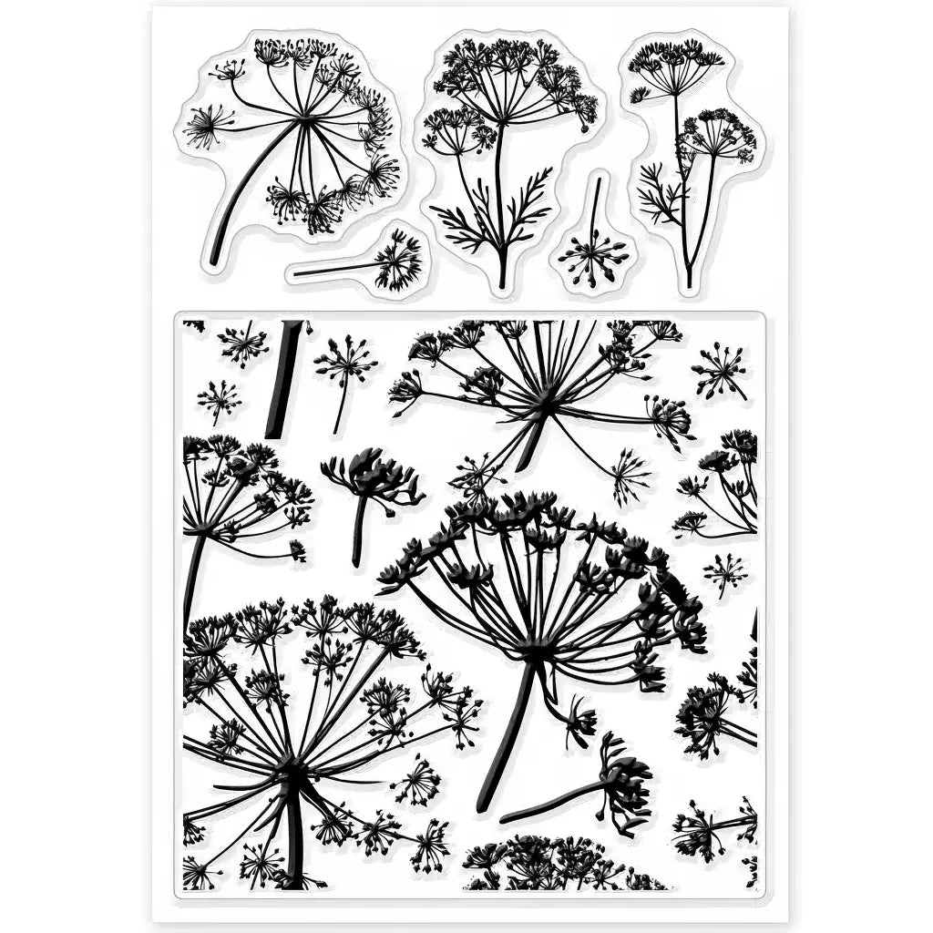 Planche de tampons Étiquette scrapbooking en silicone : ombelles et fleurs sauvages