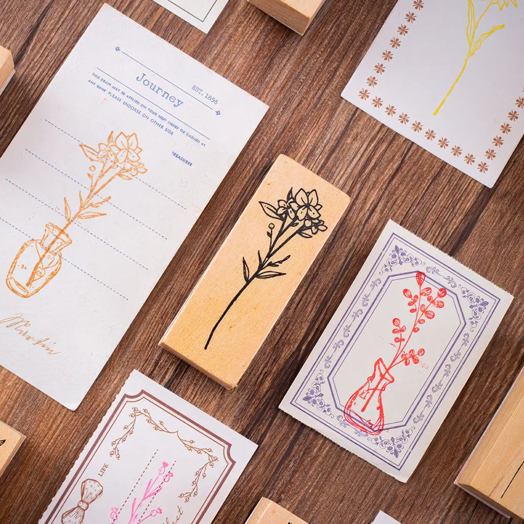 Tampon Fleur de Lotus scrapbooking, empreintes de fleurs et bocaux sur des cartes