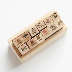 Coffret de tampons Amour scrapbooking en bois : scènes du quotidien mignon