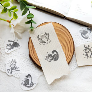 Tampon scrapbooking Animaux, empreintes de chats sur une bande de papier