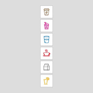 Tampon scrapbooking École, pictos boissons : café, eau, citronnade