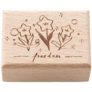 Tampon scrapbooking Endroit Magique, fleurs étoilées en bois