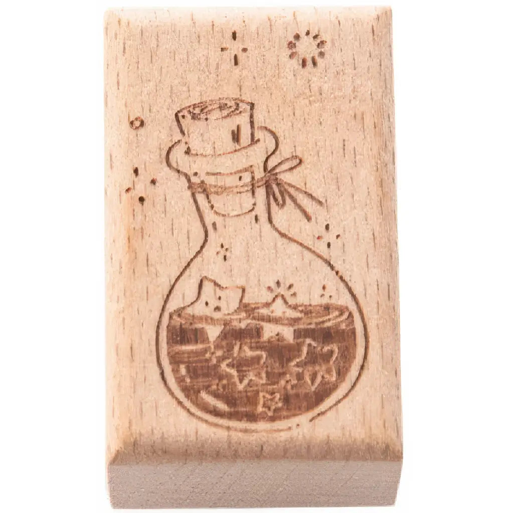 Tampon scrapbooking Endroit Magique, fiole remplie d'étoiles en bois