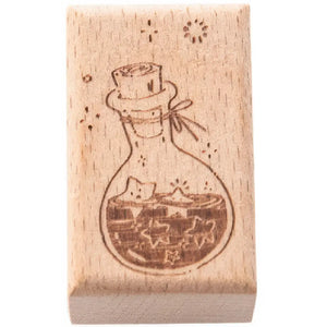 Tampon scrapbooking Endroit Magique, fiole remplie d'étoiles en bois