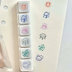 Tampon scrapbooking Joie, planche transparente météo et humeurs kawaii