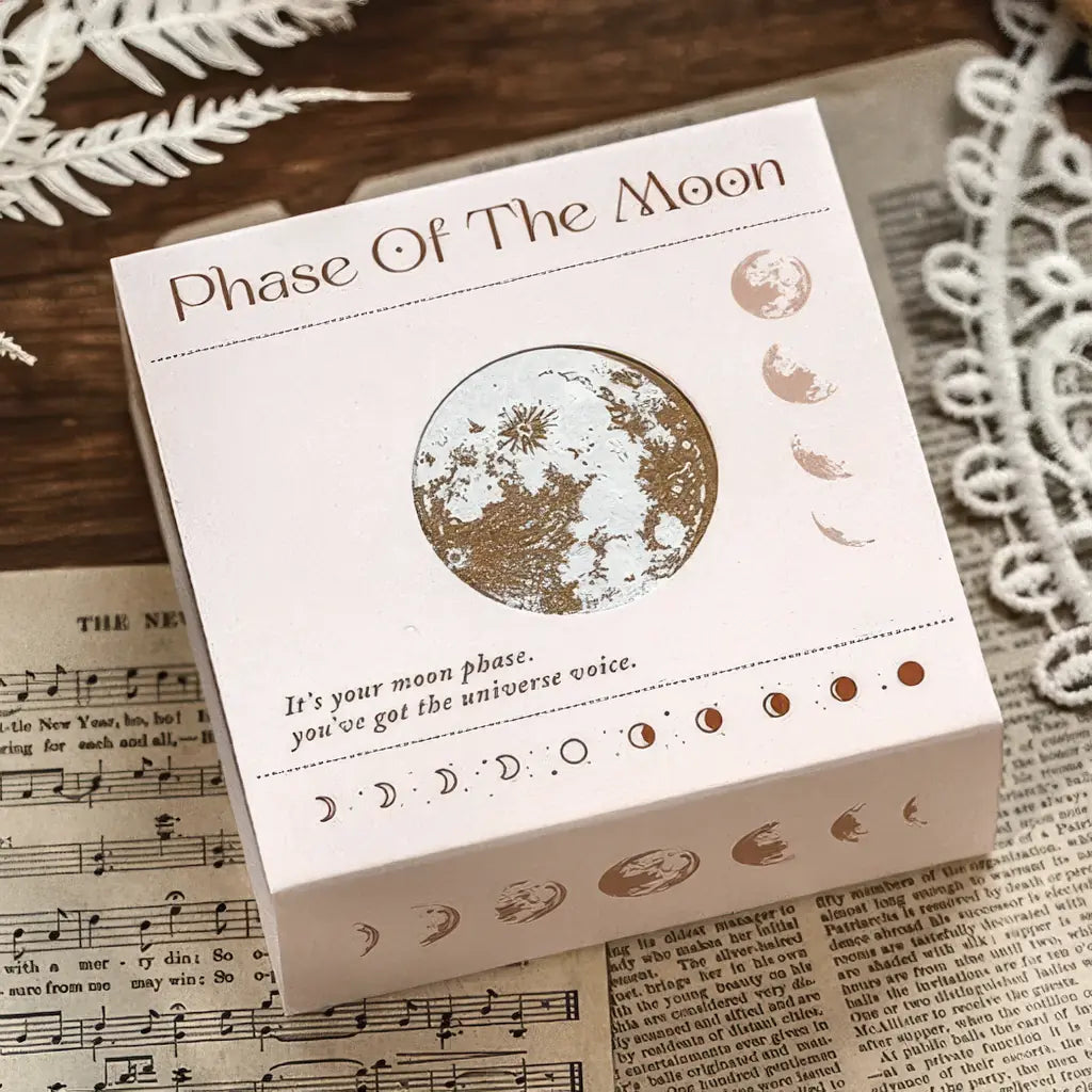 Tampon scrapbooking Nature, coffret phases de lune en bois