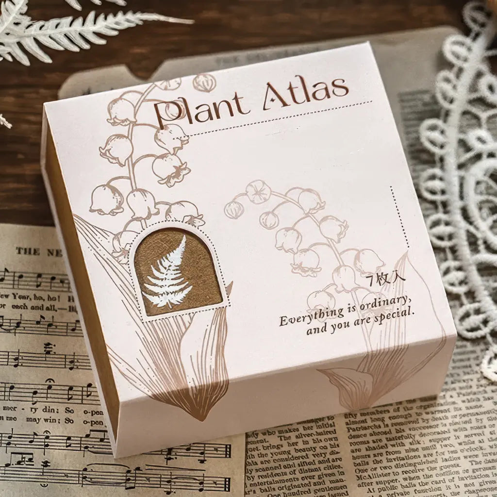 Tampon scrapbooking Nature, coffret herbier botanique en bois