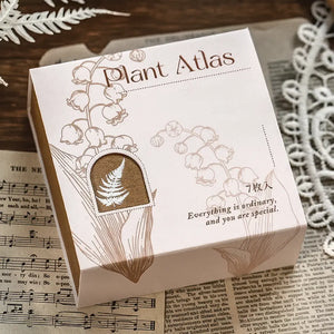 Tampon scrapbooking Nature, coffret herbier botanique en bois